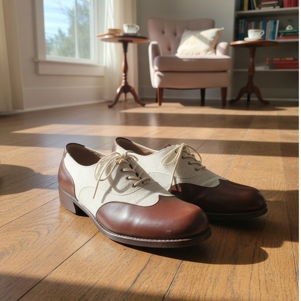 Vintage Enzo Angiolini Spectator Oxfords Women 10M Brown Cream Cosplay Costume